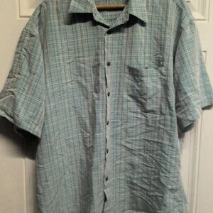 MODA CAMPIA MODA Blue Green MENS SHORT SLEEVE SHIRT- SIZE Large